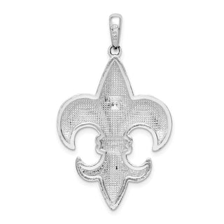 Sterling Silver Polished Large Fleur de Lis Pendant