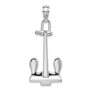 Sterling Silver Polished 3D Moveable Navy Anchor Pendant