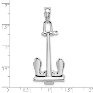Sterling Silver Polished 3D Moveable Navy Anchor Pendant