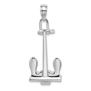 Sterling Silver Polished 3D Moveable Navy Anchor Pendant