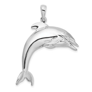 Sterling Silver Polished 3D Jumping Dolphin Pendant QC9966