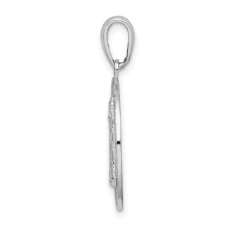 Sterling Silver Textured Hilton Head Circle w/Lighthouse Pendant