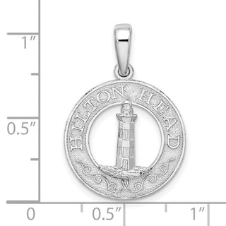 Sterling Silver Textured Hilton Head Circle w/Lighthouse Pendant