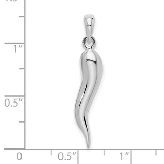 Sterling Silver Polished 3D Italian Horn Pendant