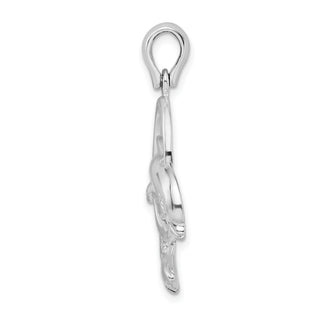Sterling Silver Polished Dolphin Jumping Thru Hoop Pendant