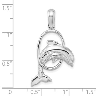 Sterling Silver Polished Dolphin Jumping Thru Hoop Pendant