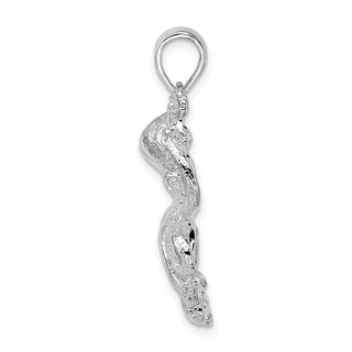 Sterling Silver Polished Textured Octopus Pendant QC9986