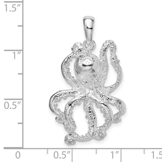Sterling Silver Polished Textured Octopus Pendant QC9986
