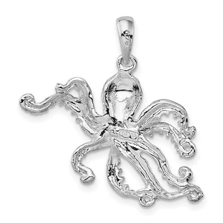 Sterling Silver Polished Textured Octopus Pendant QC9988
