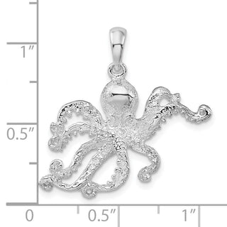 Sterling Silver Polished Textured Octopus Pendant QC9988