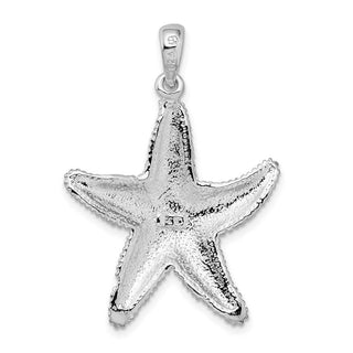 Sterling Silver Polished Textured Starfish Pendant QC9994