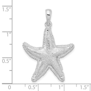 Sterling Silver Polished Textured Starfish Pendant QC9994