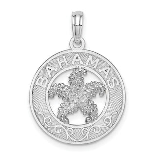 Sterling Silver Textured Bahamas Circle w/Starfish Pendant