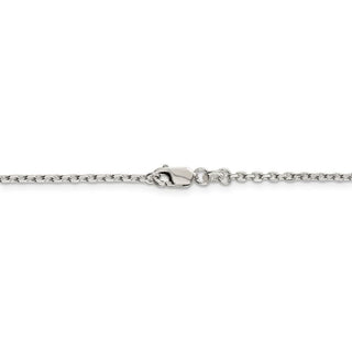 36" Sterling Silver 2mm Beveled Oval Cable Chain Necklace
