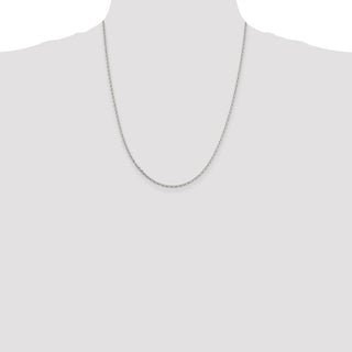 22" Sterling Silver 2mm Beveled Oval Cable Chain Necklace w/4in ext.