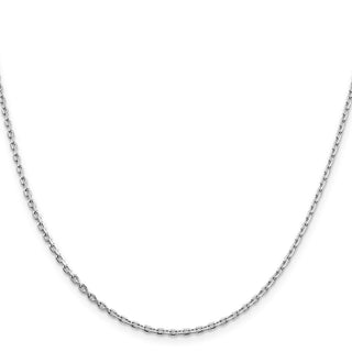 16" Rhodium-plated Sterling Silver 2mm Beveled Oval Cable Chain Necklace