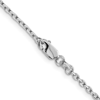 16" Rhodium-plated Sterling Silver 2mm Beveled Oval Cable Chain Necklace