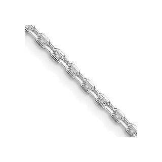 16" Rhodium-plated Sterling Silver 2mm Beveled Oval Cable Chain Necklace