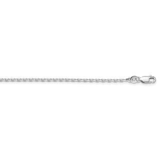28" Rhodium-plated Sterling Silver 2mm Beveled Oval Cable Chain Necklace