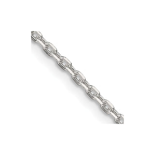 22" Sterling Silver 2mm Beveled Oval Cable Chain Necklace w/4in ext.
