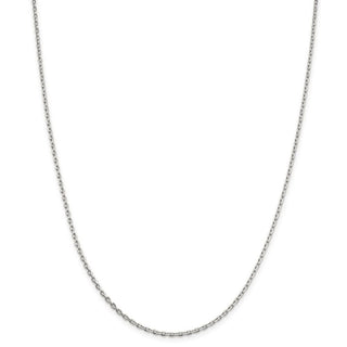 28" Sterling Silver 2mm Beveled Oval Cable Chain Necklace