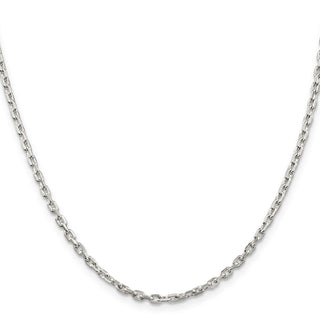 24" Sterling Silver 2.75mm Beveled Oval Cable Chain Necklace