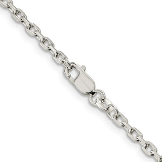 24" Sterling Silver 2.75mm Beveled Oval Cable Chain Necklace