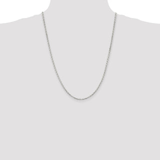 24" Sterling Silver 2.75mm Beveled Oval Cable Chain Necklace