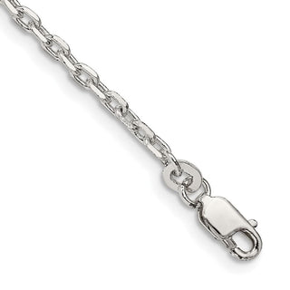 8" Sterling Silver 2.75mm Beveled Oval Cable Chain Bracelet