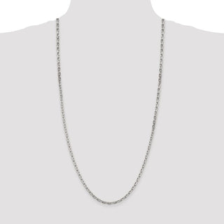 30" Sterling Silver 3.95mm Beveled Oval Cable Chain Necklace