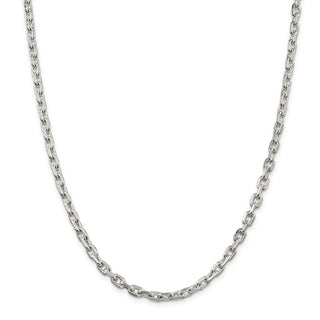 26" Sterling Silver 4.9mm Beveled Oval Cable Chain Necklace
