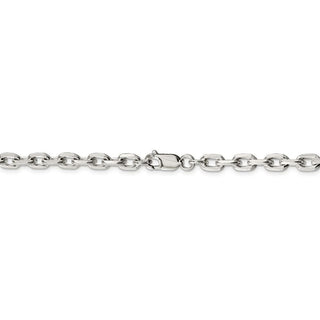 26" Sterling Silver 5.4mm Beveled Oval Cable Chain Necklace