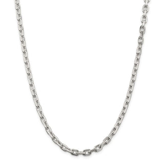 26" Sterling Silver 5.4mm Beveled Oval Cable Chain Necklace