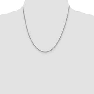 20" Rhodium-plated Sterling Silver 2mm Curb Chain Necklace