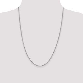24" Rhodium-plated Sterling Silver 2mm Curb Chain Necklace