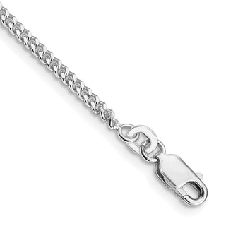 7" Sterling Silver Rhodium-plated 2mm Curb Chain Bracelet