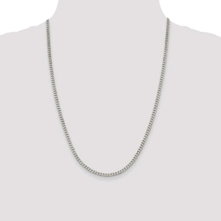 24" Sterling Silver Rhodium-plated 3.5mm Curb Chain Necklace