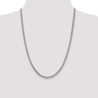 24" Sterling Silver Rhodium-plated 4.5mm Curb Chain Necklace