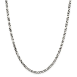 28" Rhodium-plated Sterling Silver 4.5mm Curb Chain Necklace