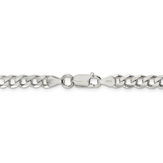 24" Rhodium-plated Sterling Silver 6mm Curb Chain Necklace