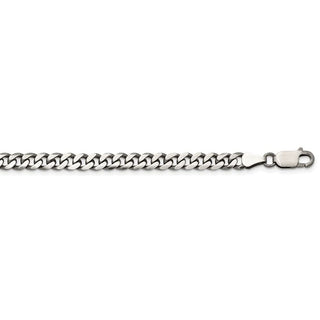 26" Sterling Silver Antiqued 6mm Curb Chain Necklace