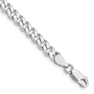 7" Sterling Silver Rhodium-plated 6mm Curb Chain Bracelet