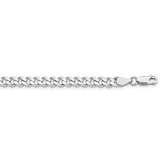 28" Rhodium-plated Sterling Silver 6mm Curb Chain Necklace