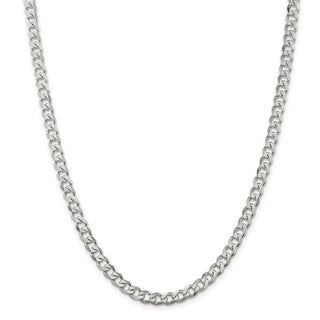 24" Rhodium-plated Sterling Silver 6mm Curb Chain Necklace