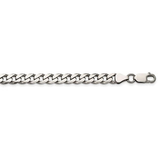 28" Sterling Silver Antiqued 7mm Curb Chain Necklace