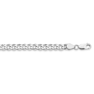 28" Rhodium-plated Sterling Silver 7mm Curb Chain Necklace