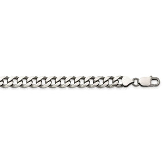 26" Sterling Silver Antiqued 7.5mm Curb Chain Necklace