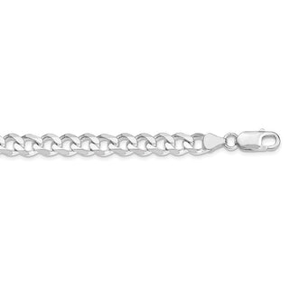 28" Rhodium-plated Sterling Silver 7.5mm Curb Chain Necklace