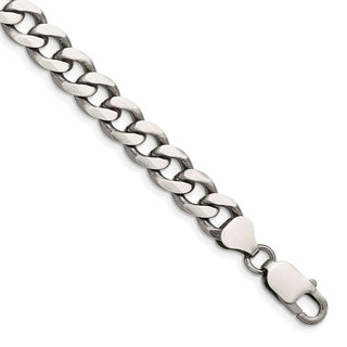 8" Sterling Silver Antiqued 8mm Curb Chain Bracelet