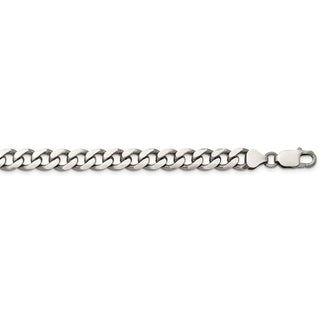 24" Sterling Silver Antiqued 8mm Curb Chain Necklace